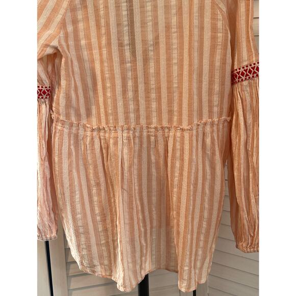 Lem Lem Striped V Neck Blouse Pink Cotton Size Small - Picture 11 of 13